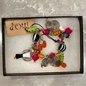Vintage d’Otti Colorful Beaded Charm Bracelet Multicolor NWOT